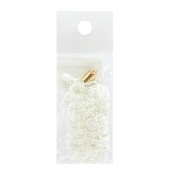 手工藝品零件“流蘇蕾絲白/金約68mm TA0128”
