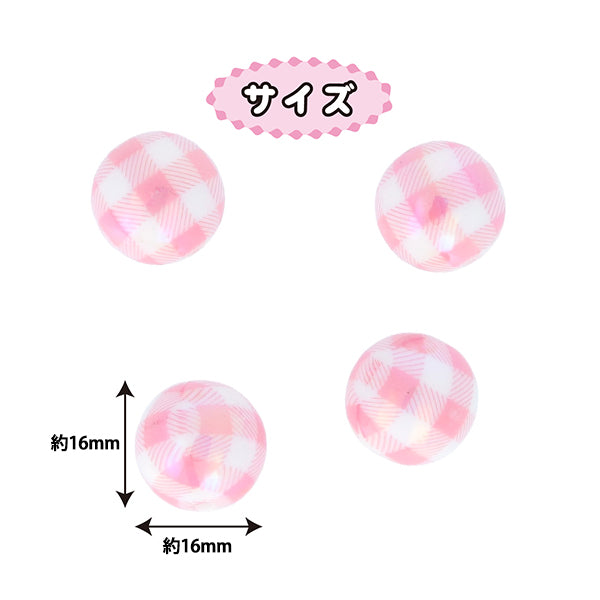 Craft parts "Paint"Beads checkBeads 16mm Pink PTB-09" KIYOHARA