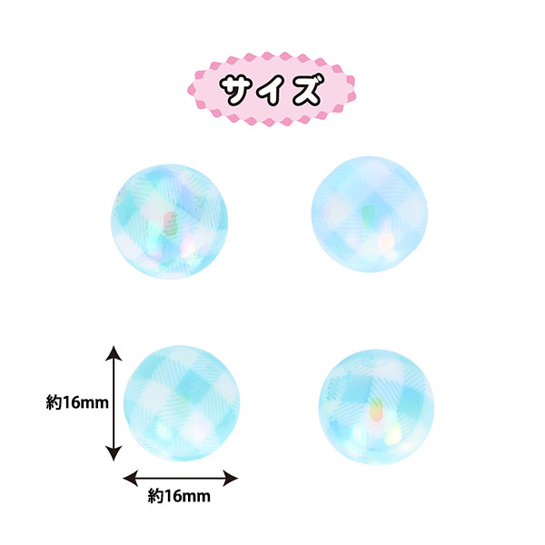 Craft parts "Paint"Beads checkBeads 16mm Blue PTB-09" KIYOHARA