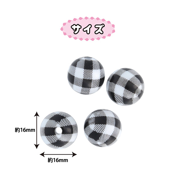 Craft parts "Paint"Beads checkBeads 16mm Black PTB-09" KIYOHARA