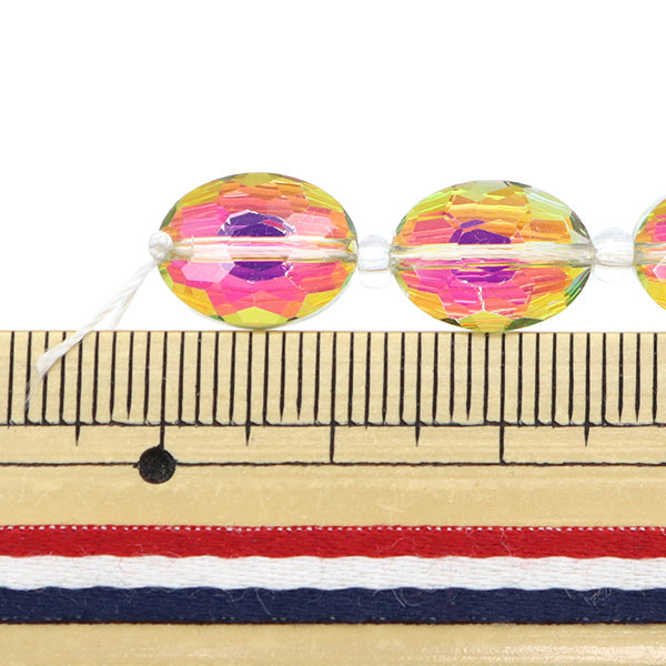 ビーズ 『ガラスビーズ オーバルカット 12mm オーロラ JIN24-G-4』