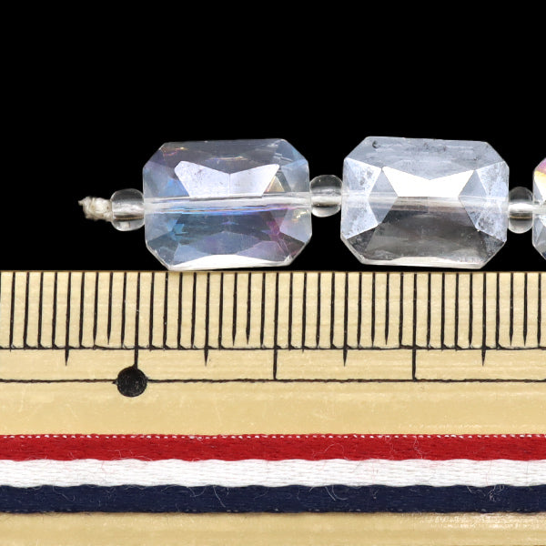 ビーズ 『ガラスビーズ レクタングルカット 9×12mm クリスタルオーロラ JIN24-G-45』
