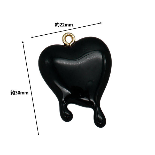 Accessory material "Charm Melting Heart Black AP24036"
