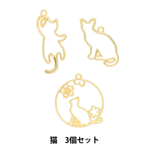 レジンパーツ 『レジン枠 猫 ゴールド 3個入り YZ-BC-R5』