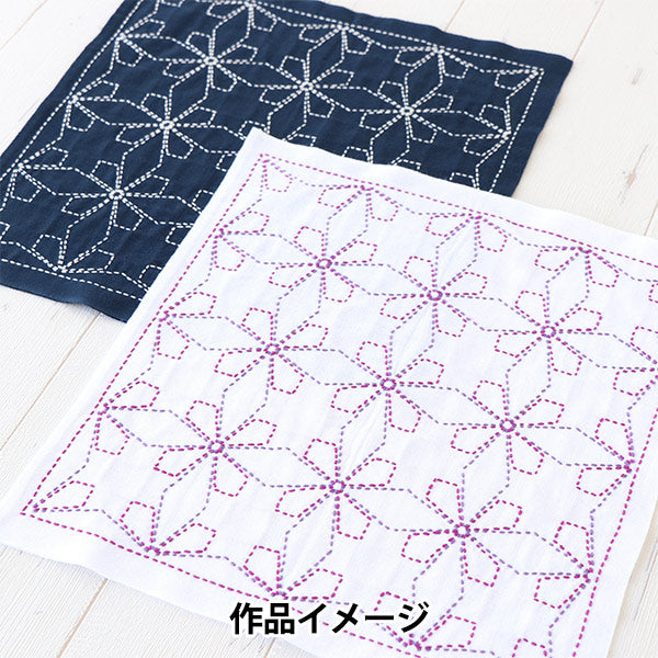 Embroidery Fabric "Flower Towel Cloth Pack Iron Wire Indigo H-2140" Olympus