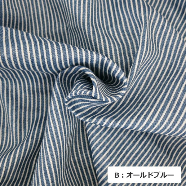 【数量5から】 生地 『デニム調Wガーゼ (ダブルガーゼ) ストライプ AP-25501-2 Bオールドブルー』