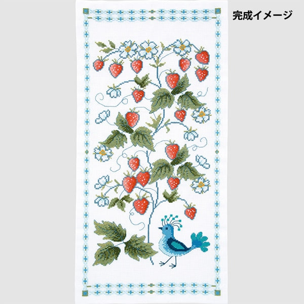 Embroidery kit "Onoe Megumi Table Center Wild Strawberry and Bird 1203" Olympus