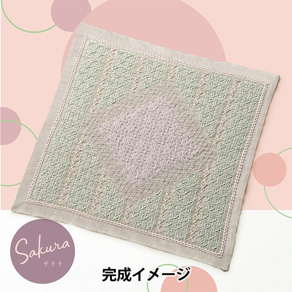 刺しゅうキット 『刺し子キット 一目刺しの花ふきん La bouquetiere サクラ SK433』 Olympus オリムパス