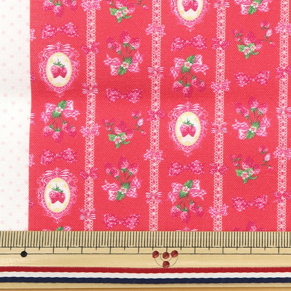 生地 『ミニカットクロス ストロベリーレース レッド 約31cm×32cm CMDF-02MC-R』 KIYOHARA 清原