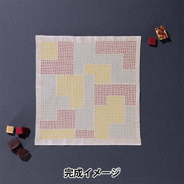 Embroidery kit "Hanachi Kit SASHIKO TEXTILE LAB Block Almond Milk SK-450" Olympus