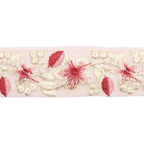 【数量5から】 手芸ブレード 『2022 インド刺繍ブレード ピンク×ピンク 45124A』