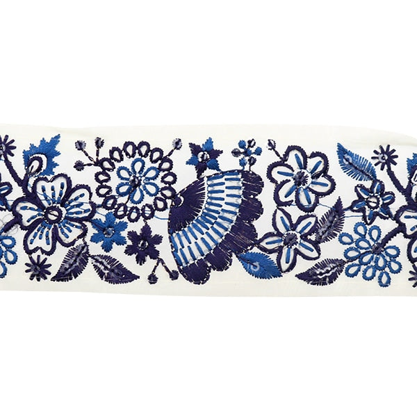 【数量5から】 手芸ブレード 『2022 インド刺繍ブレード クリーム×ネイビー 45133B』