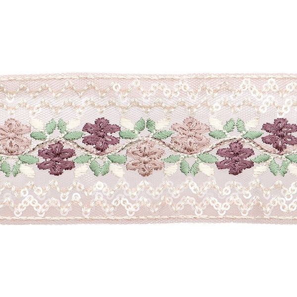 【数量5から】 手芸ブレード 『2022 インド刺繍ブレード ピンク 45353G』