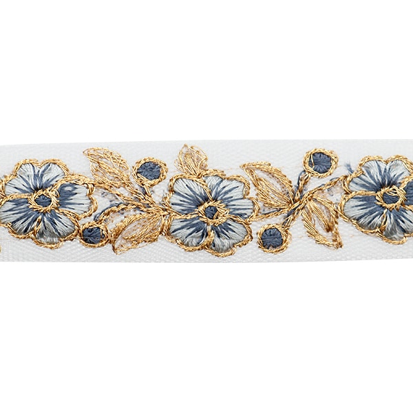【数量5から】 手芸ブレード 『2022 インド刺繍ブレード ブルー×ブルー 075C』