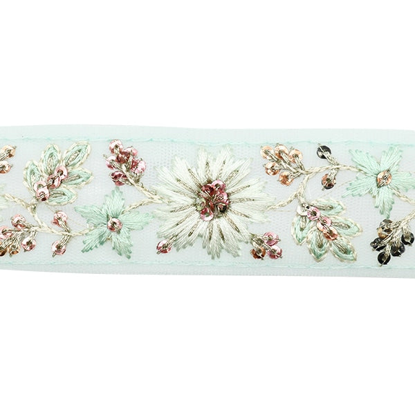 【数量5から】 手芸ブレード 『2022 インド刺繍ブレード グリーン 45180B』