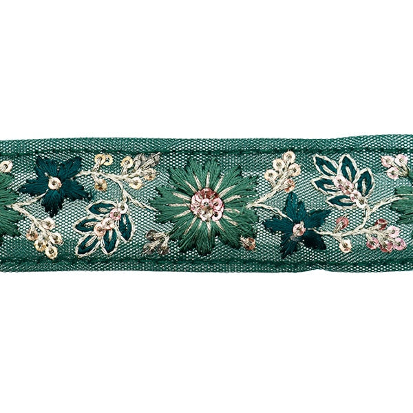 【数量5から】 手芸ブレード 『2022 インド刺繍ブレード グリーン×グリーン 45180L』