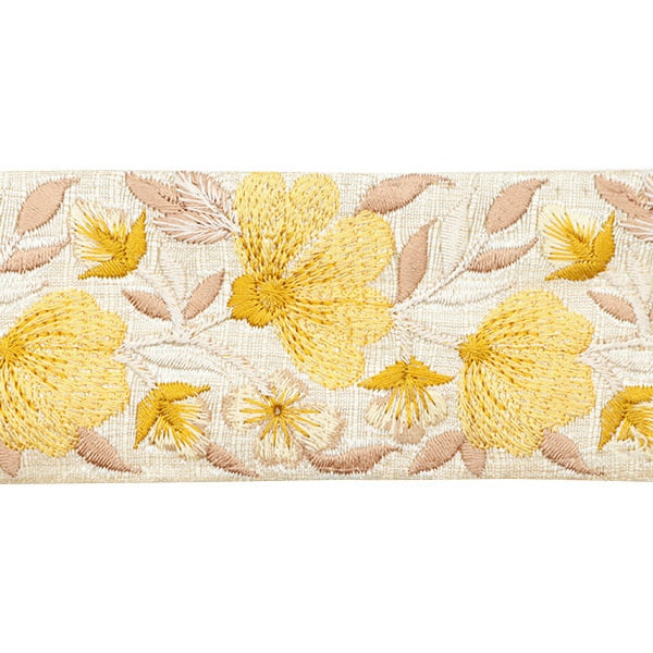 【数量5から】 手芸ブレード 『2023 インド刺繍ブレード ベージュ×イエロー 43210D』