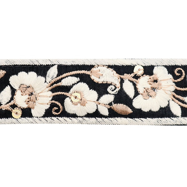 【数量5から】 手芸ブレード 『2023 インド刺繍ブレード ブラック×ホワイト 393A』