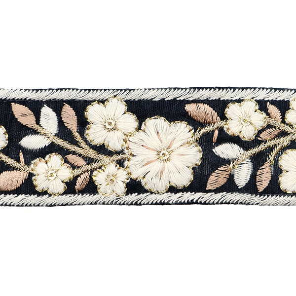 【数量5から】 手芸ブレード 『2023 インド刺繍ブレード ブラック×ホワイト 396A』