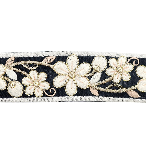 【数量5から】 手芸ブレード 『2023 インド刺繍ブレード ブラック×ホワイト 399A』