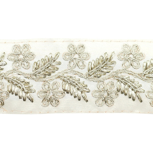 【数量5から】 手芸ブレード 『2023 インド刺繍ブレード ホワイト×シルバー 45701#2』