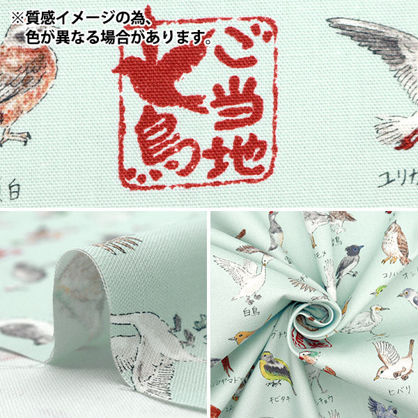 【数量5から】 生地 『オックス ご当地シリーズ 鳥 緑 YPA-51000-2C』 KOKKA コッカ