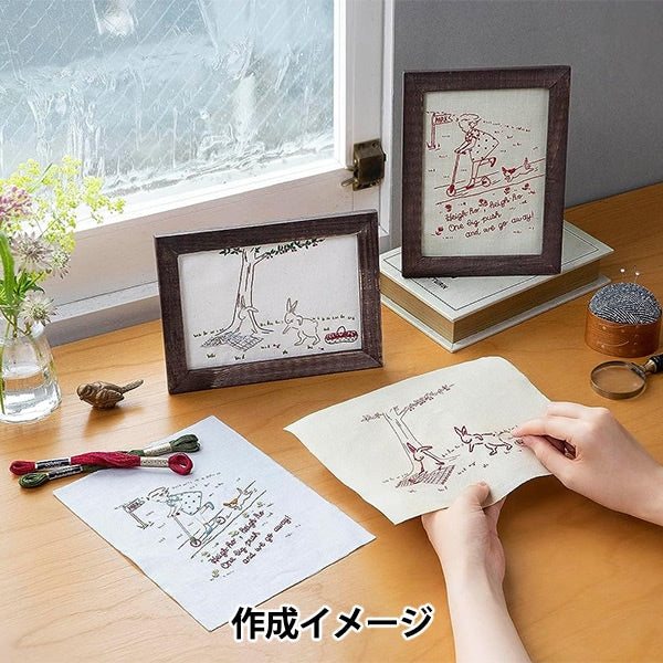 Embroidery kit "Enjoy embroidery print cross Aki Takahashi Picnic Ivory 542313" LECIEN Lecien COSMO Cosmo