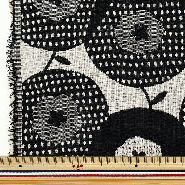 [Quantity from 5] Fabric “Uhayako cloth Banshuori double weaveJacquard Bagel black UP5991-A" COTTON KOBAYASHI