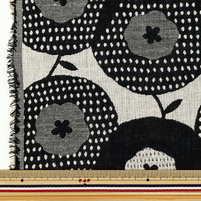 [Quantity from 5] Fabric “Uhayako cloth Banshuori double weaveJacquard Bagel black UP5991-A" COTTON KOBAYASHI