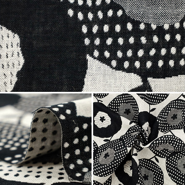 [Quantity from 5] Fabric “Uhayako cloth Banshuori double weaveJacquard Bagel black UP5991-A" COTTON KOBAYASHI