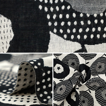 [Quantity from 5] Fabric “Uhayako cloth Banshuori double weaveJacquard Bagel black UP5991-A" COTTON KOBAYASHI