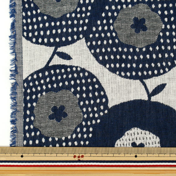 [Quantity from 5] Fabric “Uhayako cloth Banshuori double weaveJacquard Bagel Blue UP5991-B" COTTON KOBAYASHI