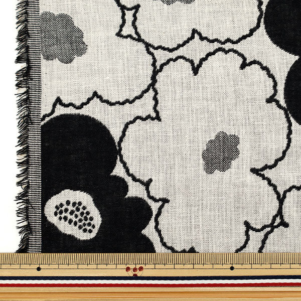 [Quantity from 5] Fabric “Uhayako cloth Banshuori double weaveJacquard Peach flower black UP5992-A" COTTON KOBAYASHI