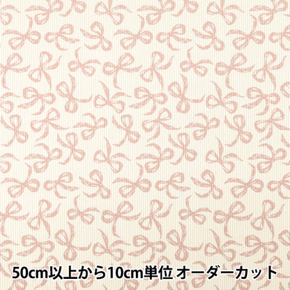 [Quantity from 5] Fabric ``Fine call Ribbon Off-white x pink NRF-16-OWP"