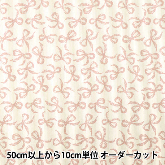 [Quantity from 5] Fabric ``Fine call Ribbon Off-white x pink NRF-16-OWP"