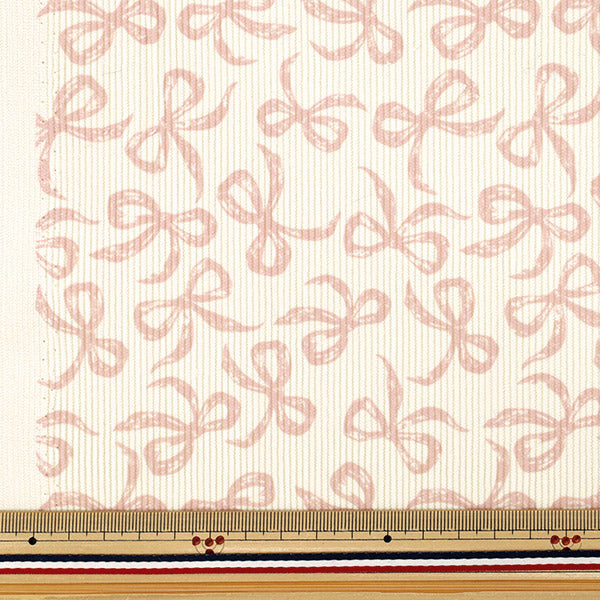 [Quantity from 5] Fabric ``Fine call Ribbon Off-white x pink NRF-16-OWP"