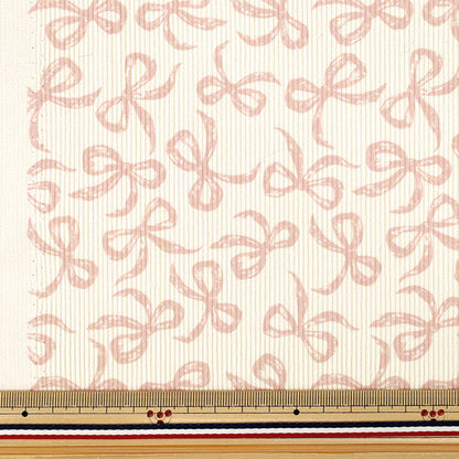 [Quantity from 5] Fabric ``Fine call Ribbon Off-white x pink NRF-16-OWP"