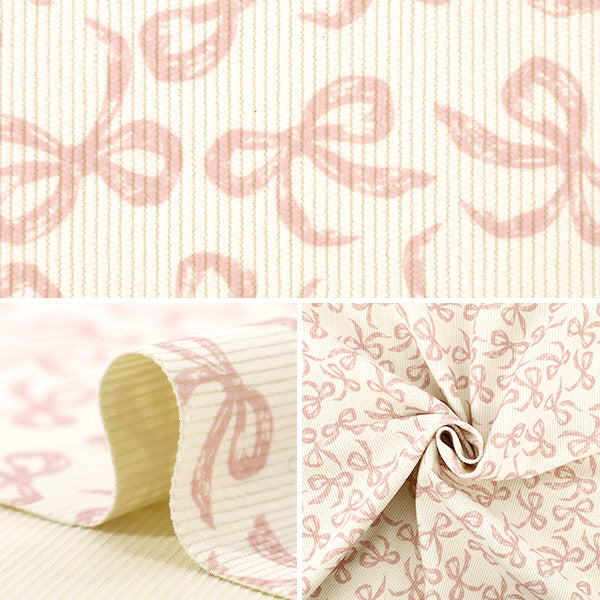 [Quantity from 5] Fabric ``Fine call Ribbon Off-white x pink NRF-16-OWP"