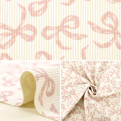 [Quantity from 5] Fabric ``Fine call Ribbon Off-white x pink NRF-16-OWP"
