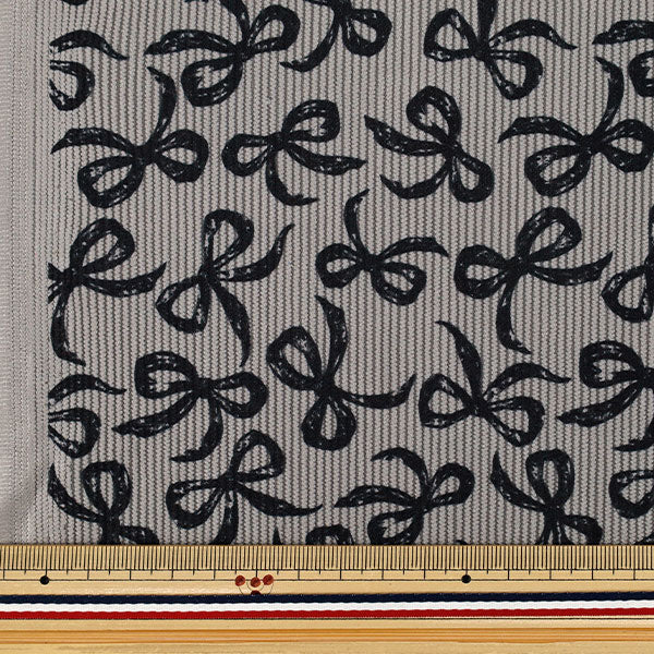 [Quantity from 5] Fabric ``Fine call Ribbon Gray x Black NRF-16-CGRY"