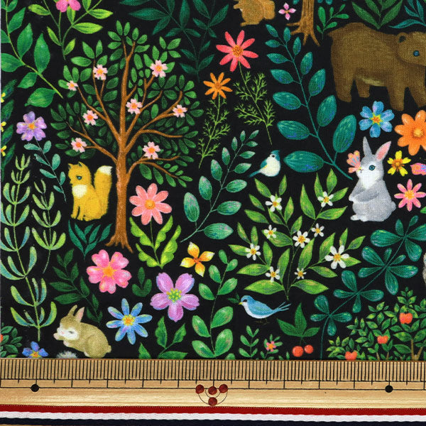 [Quantity starting from 5] Fabric "60 Loan Digital Print 22fabric Flat Leaf Black DP-4440-1C"