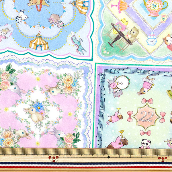 [Quantity starting from 5] Fabric "22fabric Cotton 60 Loan Digital Print Handkerchief Collector Off x Blue DP-4440-6B"