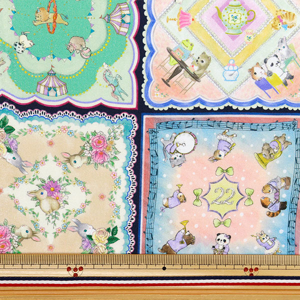 [Quantity starting from 5] Fabric "22fabric Cotton 60 Loan Digital Print Handkerchief Collector Off x Navy DP-4440-6C"