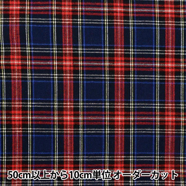 [From quantity 5] Fabric 『Fabric Wrinkle Brushed check navy tartan check TC-CHE-3NV"