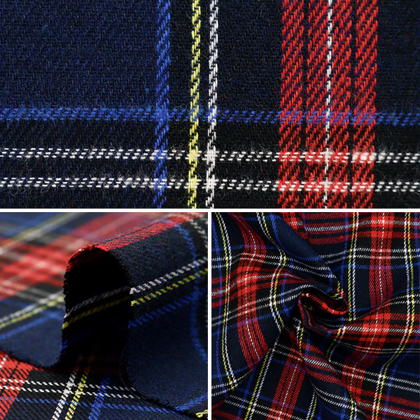[From quantity 5] Fabric 『Fabric Wrinkle Brushed check navy tartan check TC-CHE-3NV"
