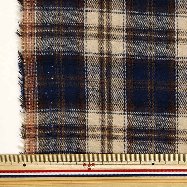 [From quantity 5] Fabric 『Fabric Wrinkle Brushed check blue check TC-CHE-4BL"