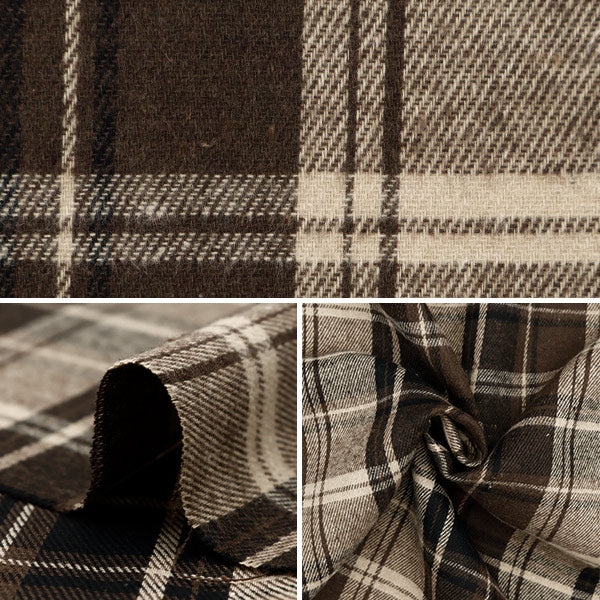 [From quantity 5] Fabric 『Fabric Wrinkle Brown check brown check TC-CHE-5BR"