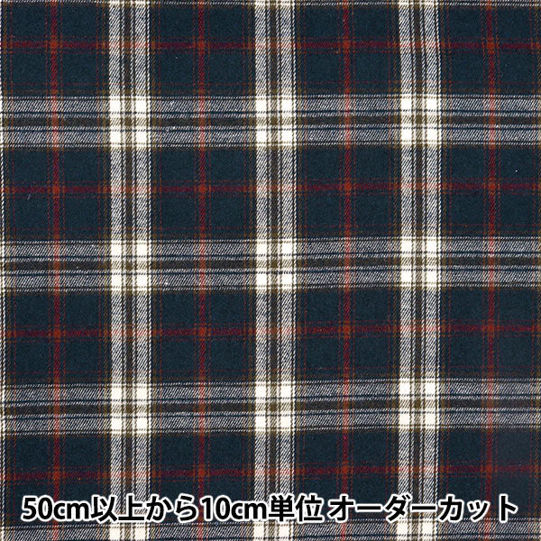 [From quantity 5] Fabric 『Fabric Wrinkle Brushed check Navy red check TC-CHE-6nvre"