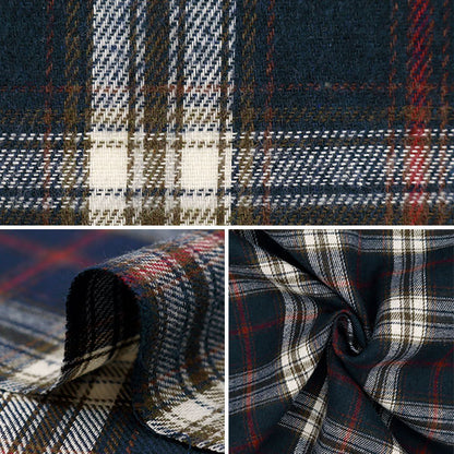 [From quantity 5] Fabric 『Fabric Wrinkle Brushed check Navy red check TC-CHE-6nvre"