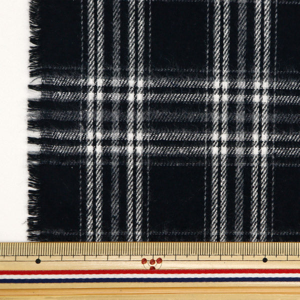 [From quantity 5] Fabric 『Fabric Wrinkle Brushed check black check TC-CHE-7BK"